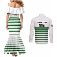 Zimbabwe Rugby Sevens Custom Couples Matching Mermaid Dress and Long Sleeve Button Shirt Go Cheetahs Go - Wonder Print Shop