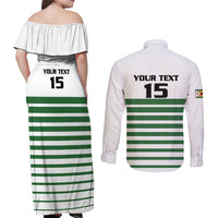 Zimbabwe Rugby Sevens Custom Couples Matching Off Shoulder Maxi Dress and Long Sleeve Button Shirt Go Cheetahs Go - Wonder Print Shop