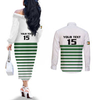 Zimbabwe Rugby Sevens Custom Couples Matching Off The Shoulder Long Sleeve Dress and Long Sleeve Button Shirt Go Cheetahs Go - Wonder Print Shop