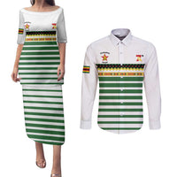 Zimbabwe Rugby Sevens Custom Couples Matching Puletasi and Long Sleeve Button Shirt Go Cheetahs Go - Wonder Print Shop