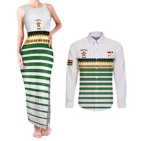 Zimbabwe Rugby Sevens Custom Couples Matching Tank Maxi Dress and Long Sleeve Button Shirt Go Cheetahs Go - Wonder Print Shop