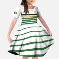 Zimbabwe Rugby Sevens Custom Kid Short Sleeve Dress Go Cheetahs Go - Wonder Print Shop