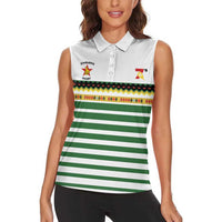 Zimbabwe Rugby Sevens Custom Women Sleeveless Polo Shirt Go Cheetahs Go - Wonder Print Shop