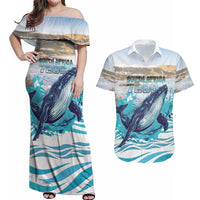 Personalized South Africa Whale Couples Matching Off Shoulder Maxi Dress and Hawaiian Shirt Hermanus Fest - Wonder Print Shop