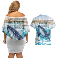 Personalized South Africa Whale Couples Matching Off Shoulder Short Dress and Hawaiian Shirt Hermanus Fest - Wonder Print Shop