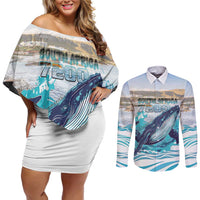 Personalized South Africa Whale Couples Matching Off Shoulder Short Dress and Long Sleeve Button Shirt Hermanus Fest - Wonder Print Shop