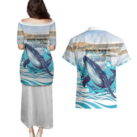 Personalized South Africa Whale Couples Matching Puletasi and Hawaiian Shirt Hermanus Fest - Wonder Print Shop
