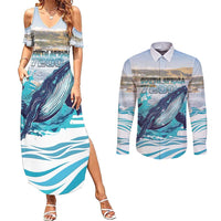 Personalized South Africa Whale Couples Matching Summer Maxi Dress and Long Sleeve Button Shirt Hermanus Fest - Wonder Print Shop