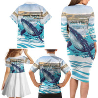 Personalized South Africa Whale Family Matching Long Sleeve Bodycon Dress and Hawaiian Shirt Hermanus Fest - Wonder Print Shop