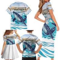 Personalized South Africa Whale Family Matching Short Sleeve Bodycon Dress and Hawaiian Shirt Hermanus Fest - Wonder Print Shop