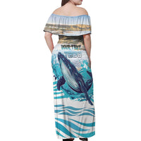 Personalized South Africa Whale Off Shoulder Maxi Dress Hermanus Fest - Wonder Print Shop