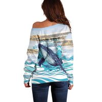 Personalized South Africa Whale Off Shoulder Sweater Hermanus Fest - Wonder Print Shop