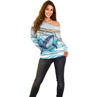 Personalized South Africa Whale Off Shoulder Sweater Hermanus Fest - Wonder Print Shop