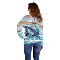 Personalized South Africa Whale Off Shoulder Sweater Hermanus Fest - Wonder Print Shop