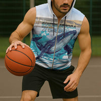 Personalized South Africa Whale Sleeveless Zip Hoodie Hermanus Fest - Wonder Print Shop