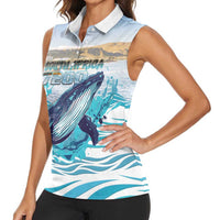 Personalized South Africa Whale Women Sleeveless Polo Shirt Hermanus Fest - Wonder Print Shop