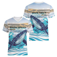 Personalized South Africa Whale Women V-Neck T-Shirt Hermanus Fest - Wonder Print Shop