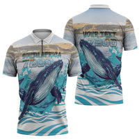 Personalized South Africa Whale Zipper Polo Shirt Hermanus Fest - Wonder Print Shop