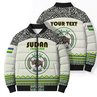 Personalized Sudan 1956-1970 Bomber Puffer Jacket With African Pattern - Wonder Print Shop