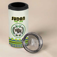 Personalized Sudan 1956-1970 4 in 1 Can Cooler Tumbler With African Pattern - Wonder Print Shop