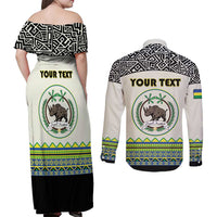 Personalized Sudan 1956-1970 Couples Matching Off Shoulder Maxi Dress and Long Sleeve Button Shirt With African Pattern - Wonder Print Shop