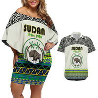 Personalized Sudan 1956-1970 Couples Matching Off Shoulder Short Dress and Hawaiian Shirt With African Pattern - Wonder Print Shop