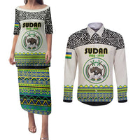 Personalized Sudan 1956-1970 Couples Matching Puletasi and Long Sleeve Button Shirt With African Pattern - Wonder Print Shop