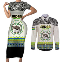 Personalized Sudan 1956-1970 Couples Matching Short Sleeve Bodycon Dress and Long Sleeve Button Shirt With African Pattern - Wonder Print Shop