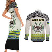 Personalized Sudan 1956-1970 Couples Matching Short Sleeve Bodycon Dress and Long Sleeve Button Shirt With African Pattern - Wonder Print Shop