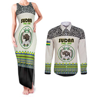 Personalized Sudan 1956-1970 Couples Matching Tank Maxi Dress and Long Sleeve Button Shirt With African Pattern - Wonder Print Shop