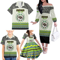 Personalized Sudan 1956-1970 Family Matching Off The Shoulder Long Sleeve Dress and Hawaiian Shirt With African Pattern - Wonder Print Shop