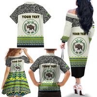 Personalized Sudan 1956-1970 Family Matching Off The Shoulder Long Sleeve Dress and Hawaiian Shirt With African Pattern - Wonder Print Shop