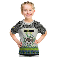 Personalized Sudan 1956-1970 Kid T Shirt With African Pattern - Wonder Print Shop