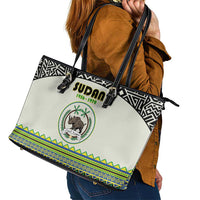 Sudan 1956-1970 Leather Tote Bag With African Pattern - Wonder Print Shop