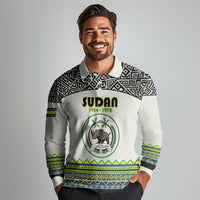 Personalized Sudan 1956-1970 Long Sleeve Polo Shirt With African Pattern - Wonder Print Shop