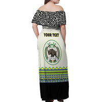 Personalized Sudan 1956-1970 Off Shoulder Maxi Dress With African Pattern - Wonder Print Shop