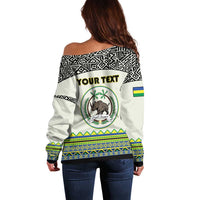 Personalized Sudan 1956-1970 Off Shoulder Sweater With African Pattern - Wonder Print Shop