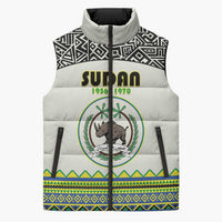 Personalized Sudan 1956-1970 Sleeveless Puffer Jacket With African Pattern - Wonder Print Shop
