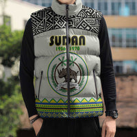 Personalized Sudan 1956-1970 Sleeveless Puffer Jacket With African Pattern - Wonder Print Shop