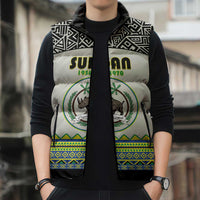 Personalized Sudan 1956-1970 Sleeveless Puffer Jacket With African Pattern - Wonder Print Shop