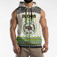 Personalized Sudan 1956-1970 Sleeveless Zip Hoodie With African Pattern - Wonder Print Shop