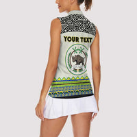 Personalized Sudan 1956-1970 Women Sleeveless Polo Shirt With African Pattern - Wonder Print Shop