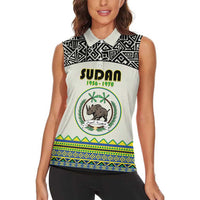 Personalized Sudan 1956-1970 Women Sleeveless Polo Shirt With African Pattern - Wonder Print Shop