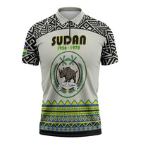 Personalized Sudan 1956-1970 Zipper Polo Shirt With African Pattern - Wonder Print Shop