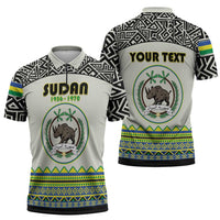 Personalized Sudan 1956-1970 Zipper Polo Shirt With African Pattern - Wonder Print Shop