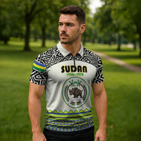 Personalized Sudan 1956-1970 Zipper Polo Shirt With African Pattern - Wonder Print Shop
