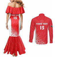 Custom Sudan Football Couples Matching Mermaid Dress and Long Sleeve Button Shirt Come On Falcons of Jediane - Wonder Print Shop