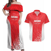 Custom Sudan Football Couples Matching Off Shoulder Maxi Dress and Hawaiian Shirt Come On Falcons of Jediane - Wonder Print Shop