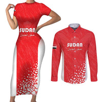 Custom Sudan Football Couples Matching Short Sleeve Bodycon Dress and Long Sleeve Button Shirt Come On Falcons of Jediane - Wonder Print Shop