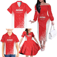 Custom Sudan Football Family Matching Off The Shoulder Long Sleeve Dress and Hawaiian Shirt Come On Falcons of Jediane - Wonder Print Shop